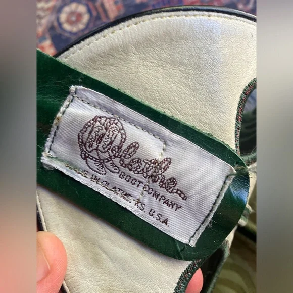 Olathe cowboy boots black/ green M8.5/W10 - Picture 6 of 9